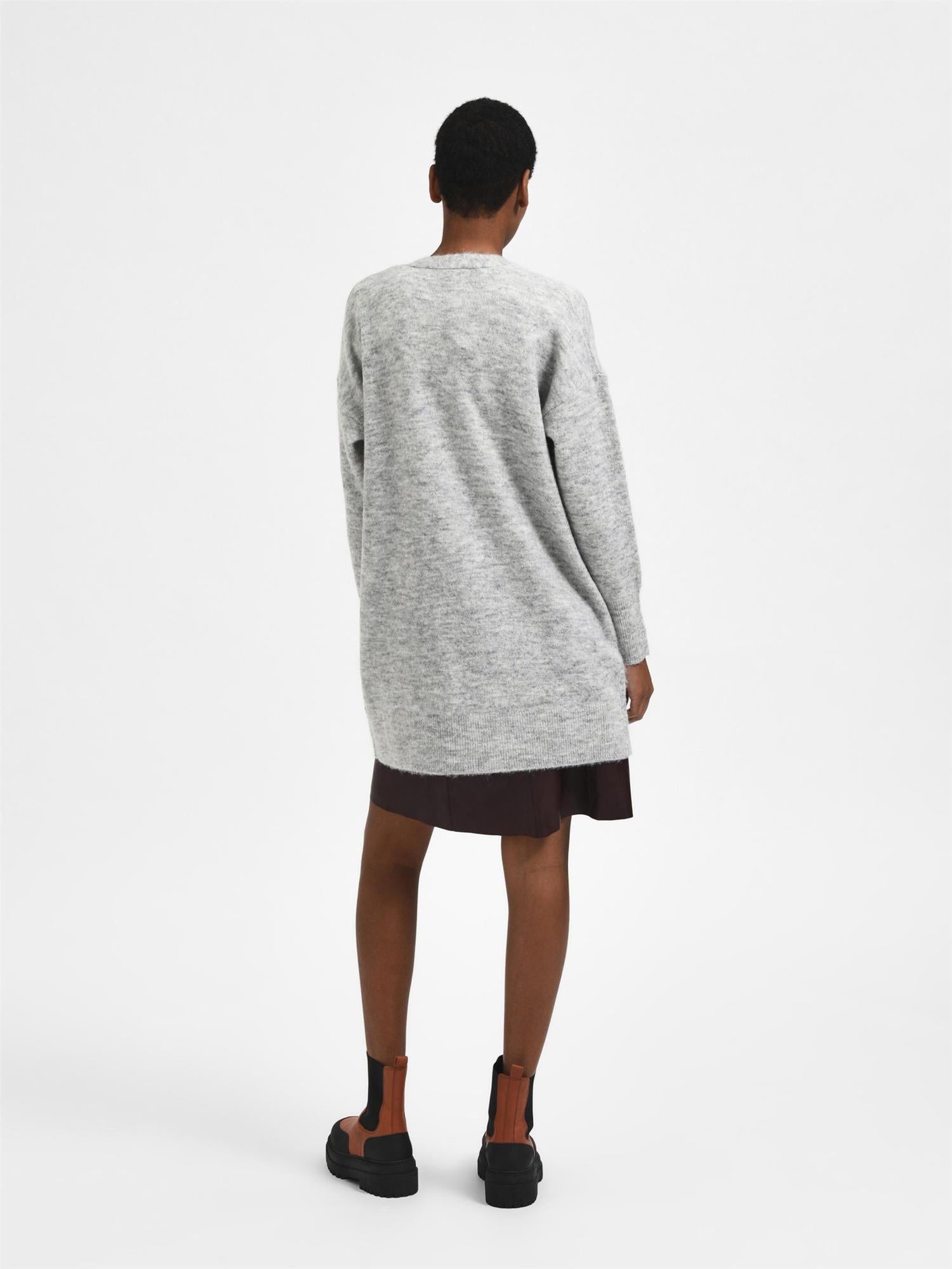 SLFLULU New Ls Knit Long Cardigan-light grey