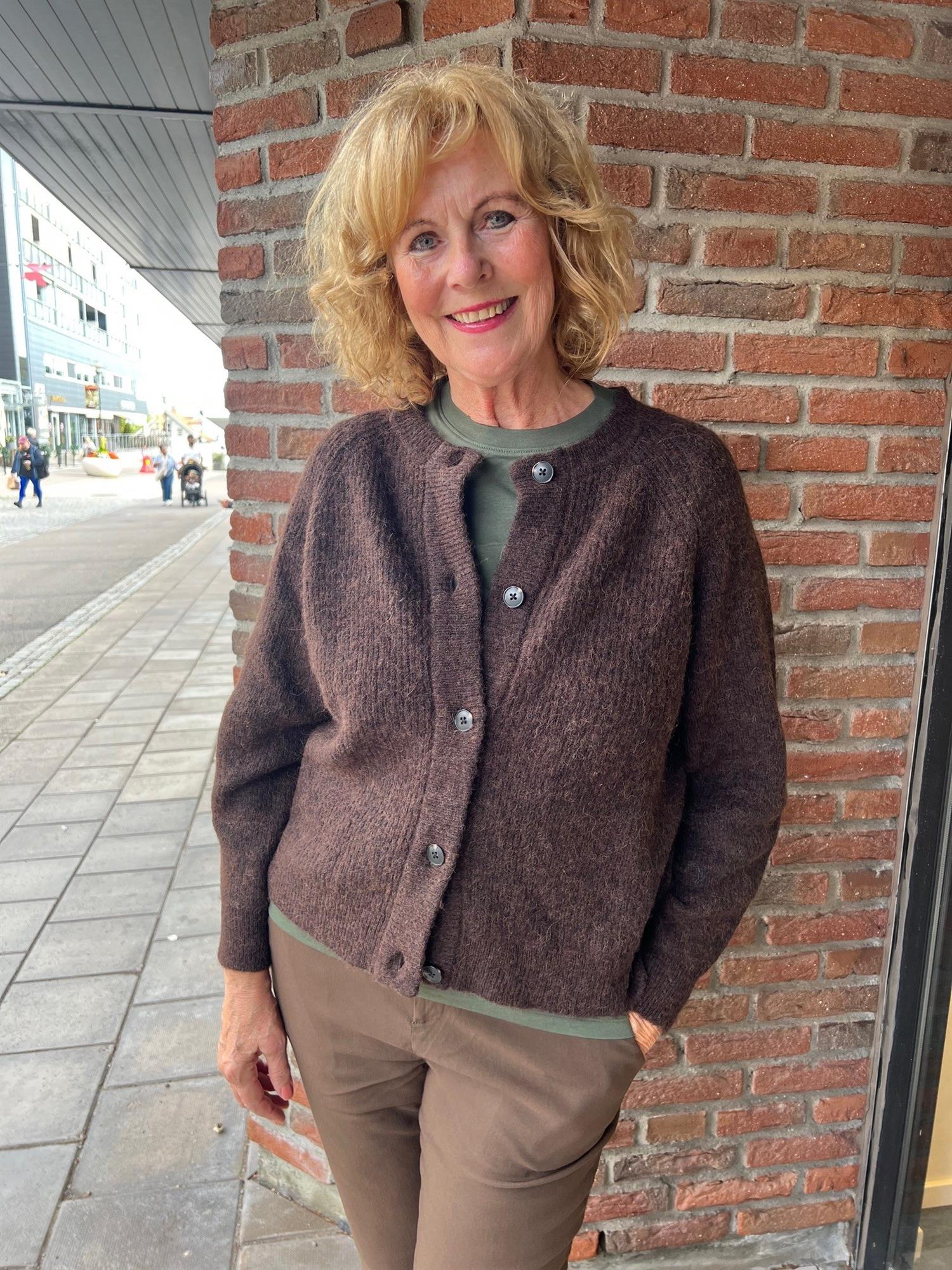 SLFLulu Ls Knit Short Cardigan-mørke brun