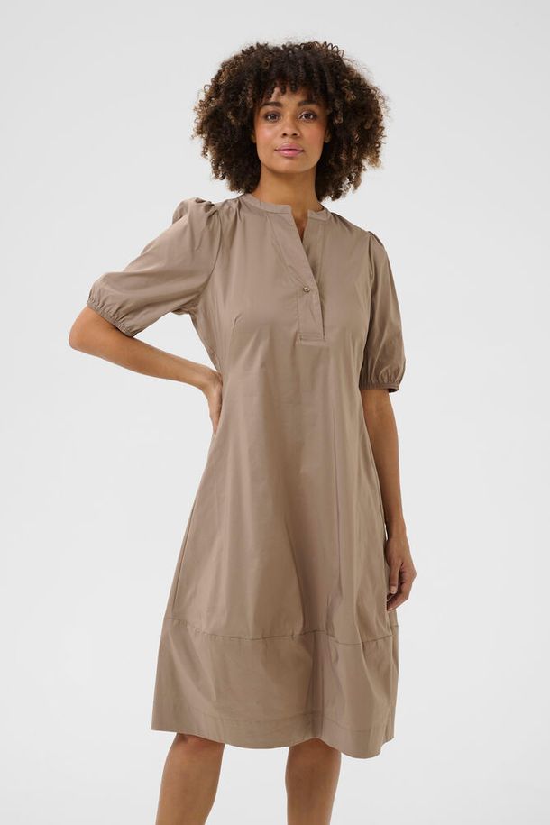 CUantoinett SS Placket Dress - pine bark