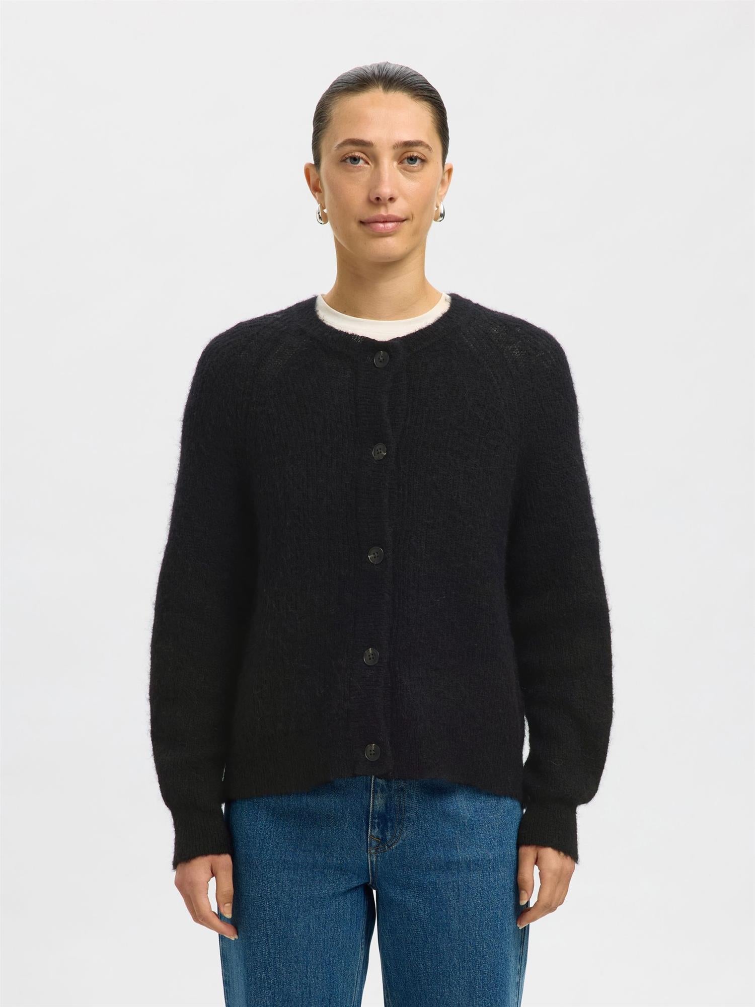 SLFLulu Ls Knit Short Cardigan-black
