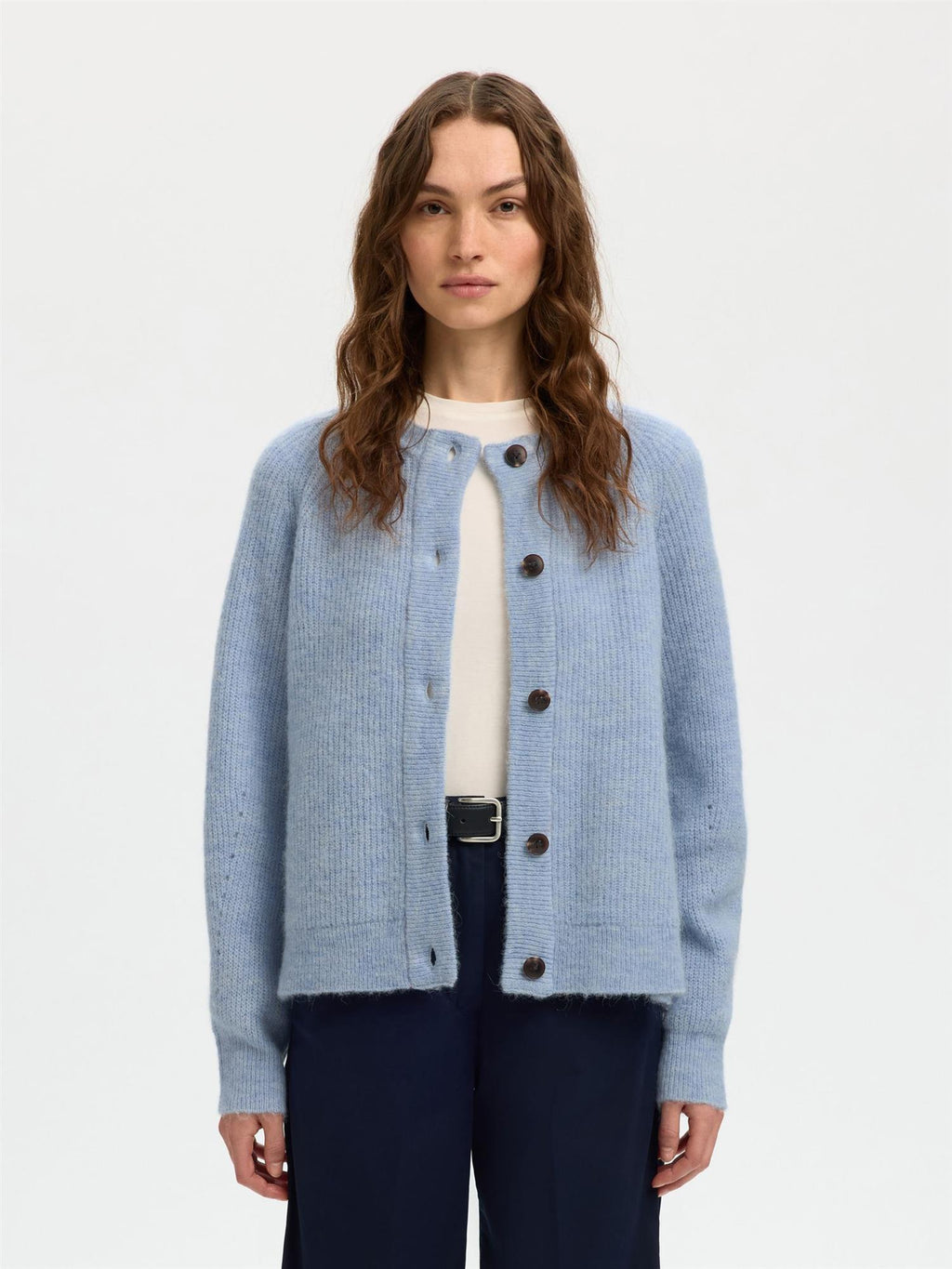 SLFLulu Ls Knit Short Cardigan-cashm.blue