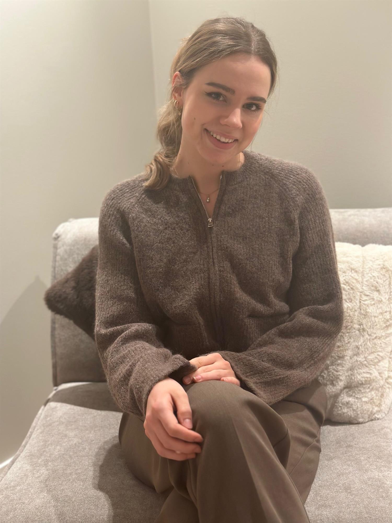 SLFSia Ras Ls Knit Short Cardigan-choco chip