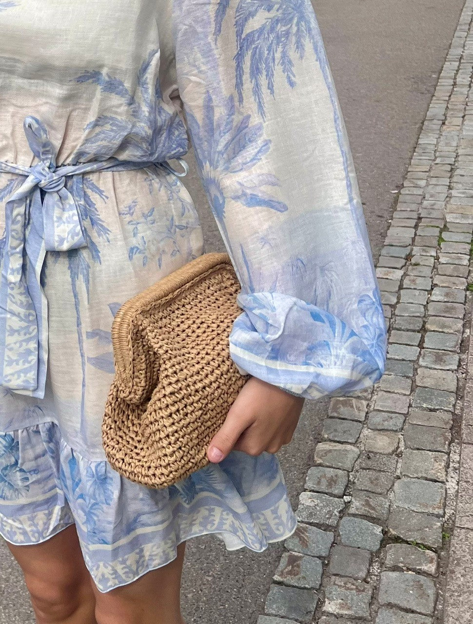 Positano Straw Clutch-beige