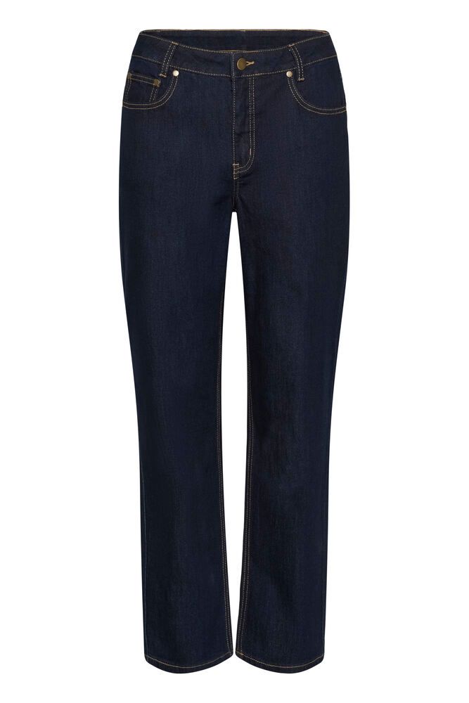 Jeans med rett passform (mom fit) og klassisk femlommers-design. Buksen har kontrastsømmer, og linning med beltehemper, i fargen rinse wash. i 70% Cotton,28% Polyester,2% Elastane. Den har 7/8 lengde

Materialsammensetning:&nbsp;70 % bomull, 28 % polyester, 2 % elastan

Fôr: 90 % polyester, 10 % cotton