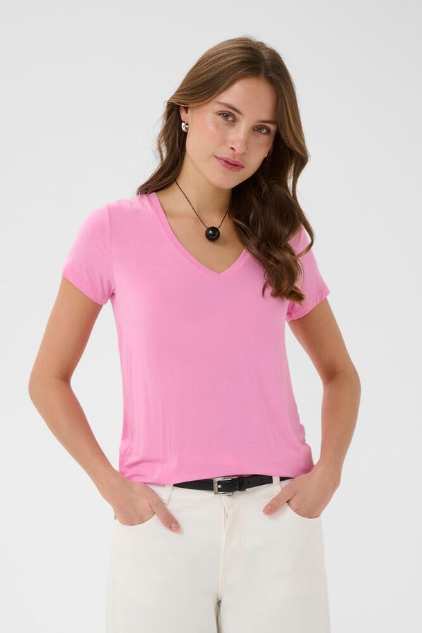 Poppy v-neck-begonia pink